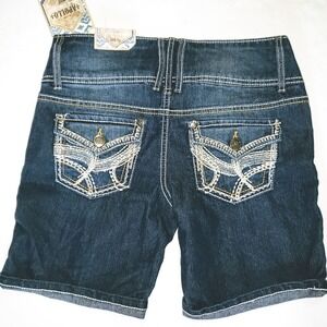 Apollo NWT Juniors 5 6 Dark Denim Jean Bermuda Shorts NEW NWT